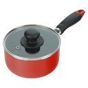 和平 かちこれ ガラス蓋付 ミニミルクパン 14cm レッド RB-2907(3)