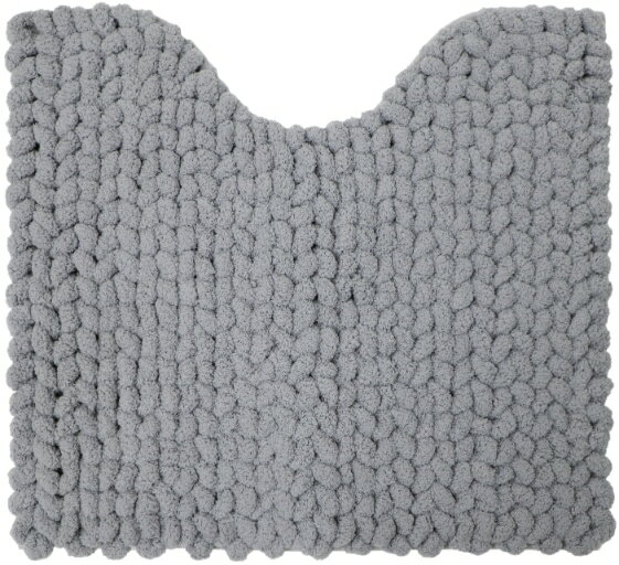 ヨコズナ MOU トイレ足元マット グレー 約55×60cm 【チャンキーニット風 極太 マイクロファイバー おしゃれ ボリューム 新生活】