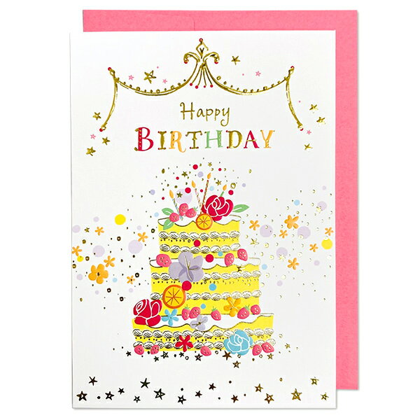 【メール便対応可 120円〜】イーズ バースデーカード　ケーキ　GB-1973【誕生日カード 華やか　上品 おしゃれ 大人　BIRTHDAY　メッセージカード】のサムネイル