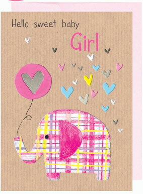 】イーズプロダクツ　ベビーカード　ピンク女の子用 GC-1094【出産お祝い 赤ちゃん 立体エンボス ぷくぷく 出産祝い　メリーゴーランド 象さん 立体】