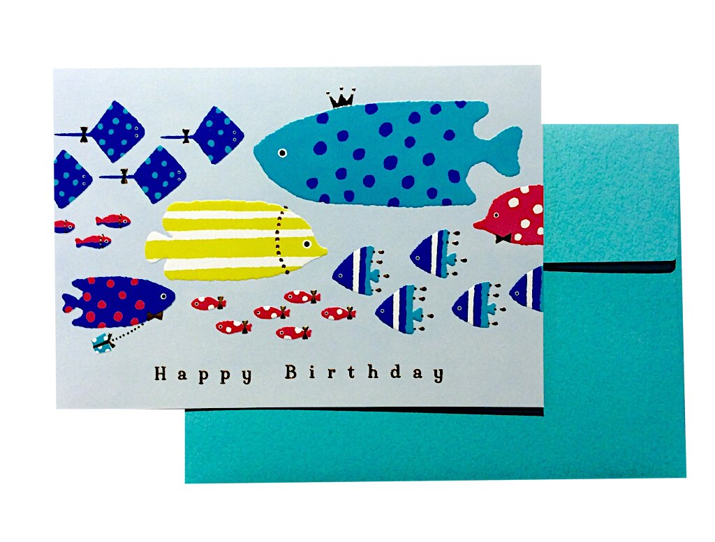【メール便対応可 140円〜】イーズ バースデーカード 魚 gb-1902【誕生日カード 夏柄 動物 可愛い おしゃれ】のサムネイル