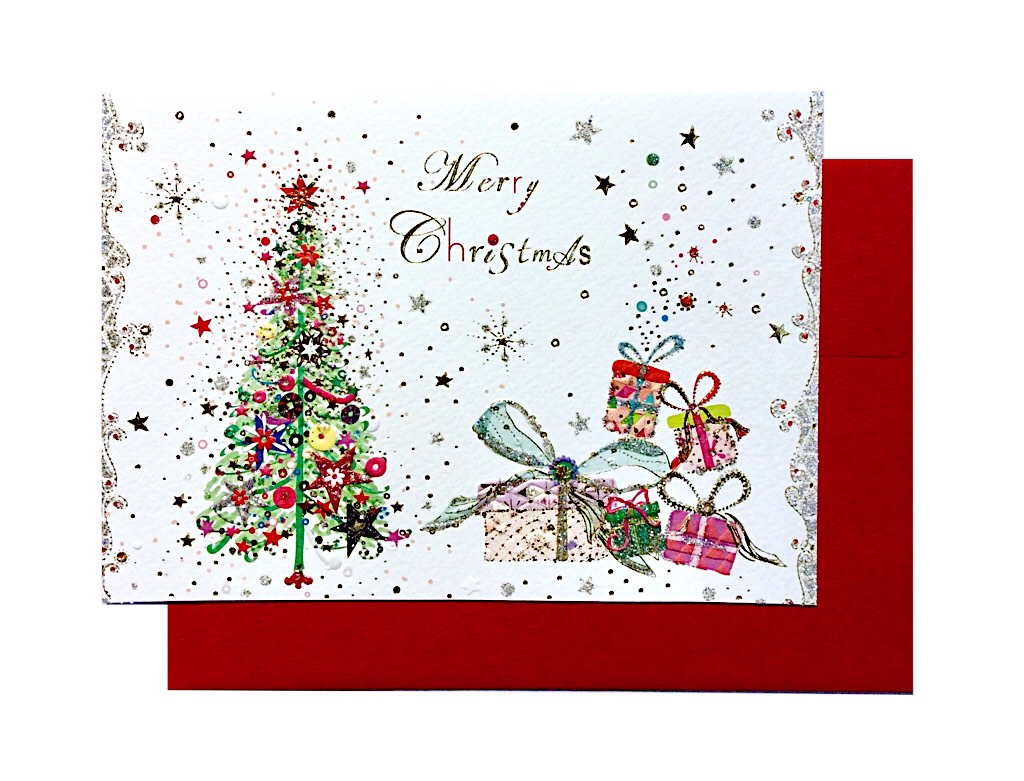【メール便対応可 140円〜】イーズ クリスマスカード プレゼント GX4236【ツリー カラフル 上品 大人 おしゃれ 可愛い】