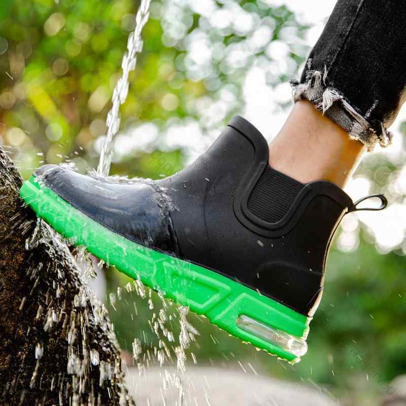 レインブーツ メンズ エアクッション シークレットインソール 防水 防滑 耐摩耗性 快適 ミドル丈 シンプル カジュアル 無地 アウトドア 釣り 水場作業 梅雨...