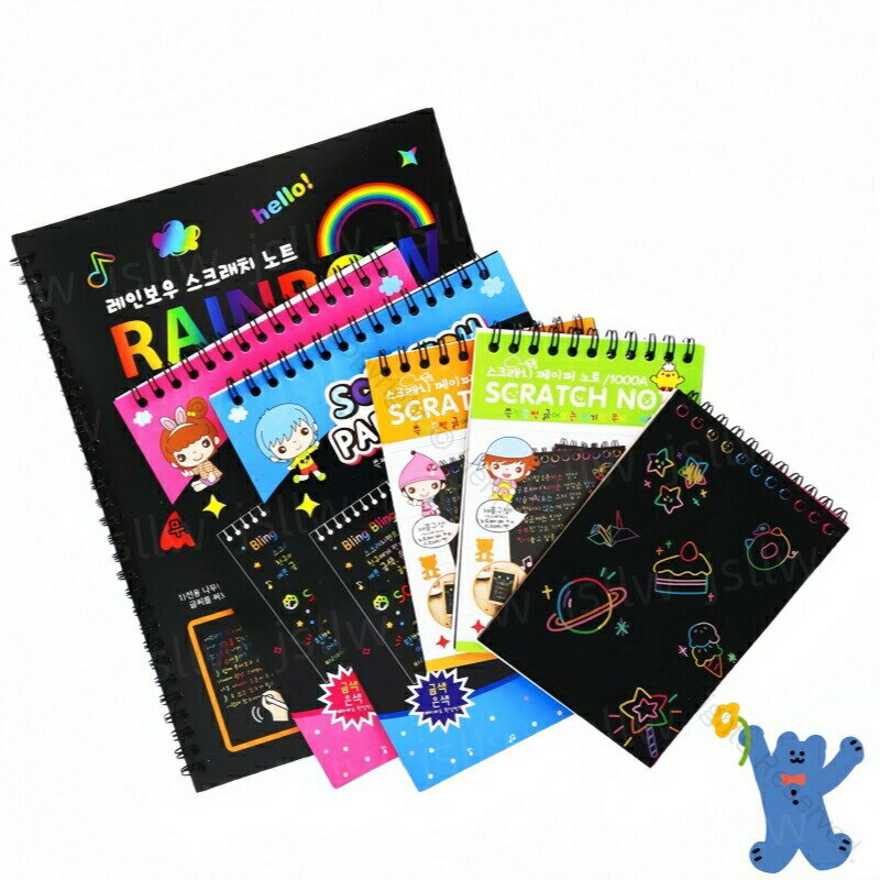 スクラッチアート 竹ペン&型セット A4 A5 A6サイズ 10枚 30枚 無地 大判 ペーパー スクラッチアートペ..