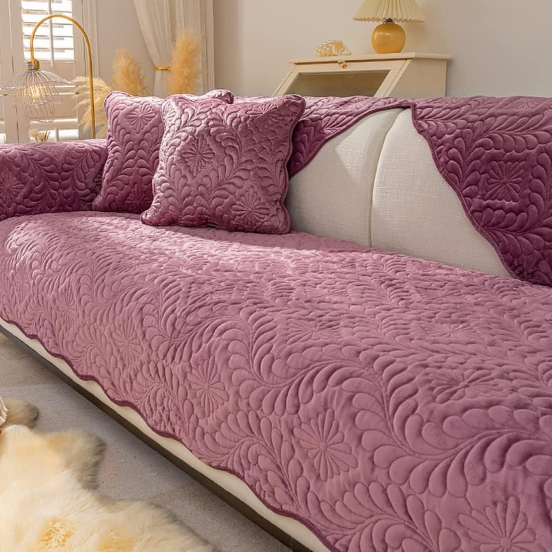 純色 ソファーカバー パープル 70*70 マルチカバー 北欧 モダン 柔らかい グレー カウチカバー ソファ..