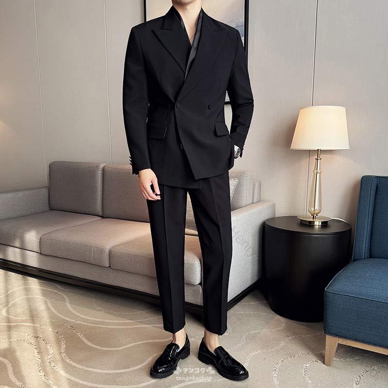 メンズスーツ 黒 白 セレモニースーツ 紳士服 礼服 ビジネススーツ フォーマル リクルートスーツ 通勤 オフィス 就職活動 面接 入社 結婚式 二次会 卒業式 入学式 大きいサイズ パンツスーツ 無地 ホワイト ブラック 謝恩会 おしゃれ セットアップ S M L LL 3L 4L 長持ち高品
