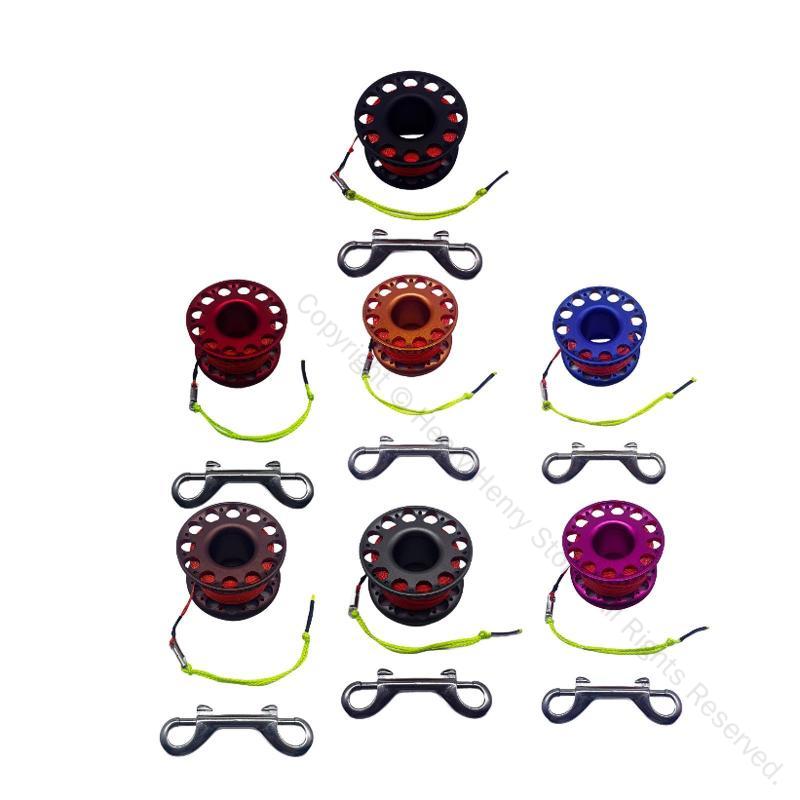 両端ボルトスナップクリップ付きスキューバダイビングリール 30m高視認性ライン スキューバスプール用..