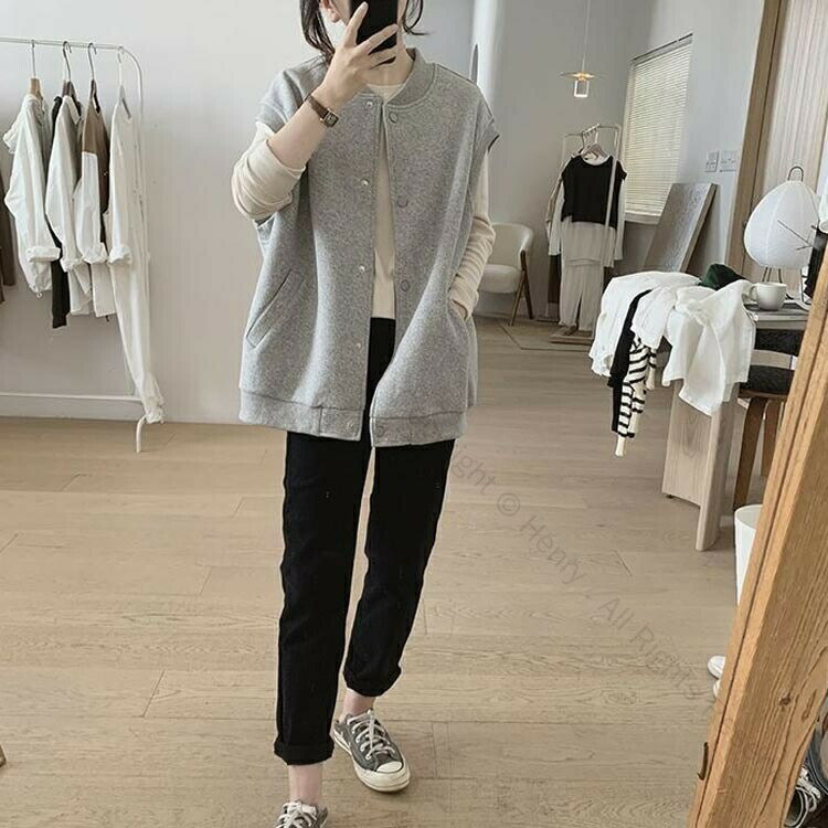 スウェット ベスト レディース ノースリーブ トップス 前開き ベスト ノーカラーライトアウター 春アウター 羽織り カジュアル おしゃれ ライトスエット 袖なし ゆったり シンプル 無地 レイヤード 重ね着 かわいい 春 夏 秋 ギフト プレゼント 人気のおしゃれ着