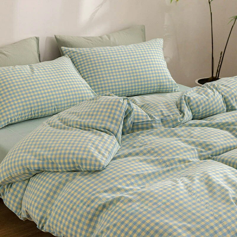 全7色 布団カバーセット ブルー イエロー チェック柄 寝具カバーセット 3点セット 4点セット シングル ..