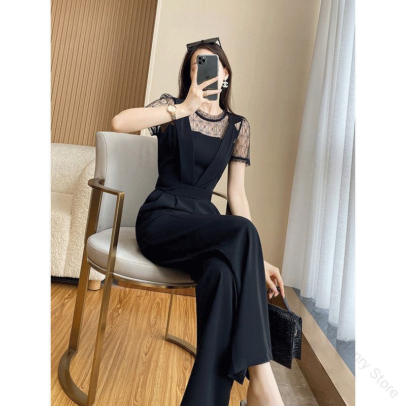 パーティードレスーツ パンツドレス 結婚式 披露宴 謝恩会 発表会 二次会 卒業式スーツ 半袖レース袖 ワイドパンツ フレア 春夏秋対応 おしゃれで快適なフォーマルウェア