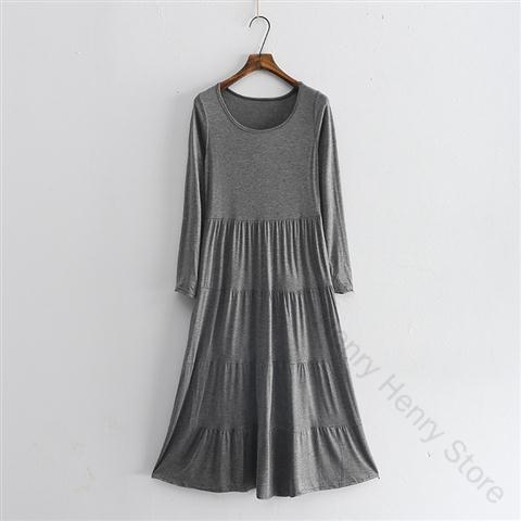 インナーワンピース レディース 長袖 ロング 肌着 透けない 透け防止 部屋着 シンプル かわいい 春 秋 ..