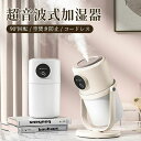 加湿器 充電式 90°回転 2/8h自動OFFタイマー ダブル噴霧 ミスト 超音波式 マイナスイオン 次亜塩