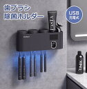 歯ブラシ 除菌 充電式 歯ブラシ除菌ホルダー 壁掛け用 壁掛け式 歯ブラシ除菌キャップ 充電 6本収納 剃刀 除菌 ケース 紫外線 除菌器 家族用 LED UV 衛生 除菌