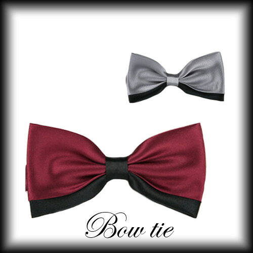 樂天商城 - 蝶ネクタイ☆シンプルサテン/二重ブラック☆おしゃれパーティーなどにも最適☆レッド・シルバー