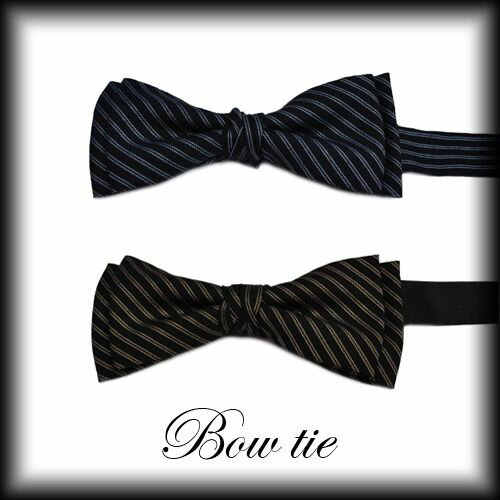 樂天商城 - 蝶ネクタイ☆ストライプ柄☆スクール・おしゃれ♪ネイビー・ブラウン☆パーティに最適♪