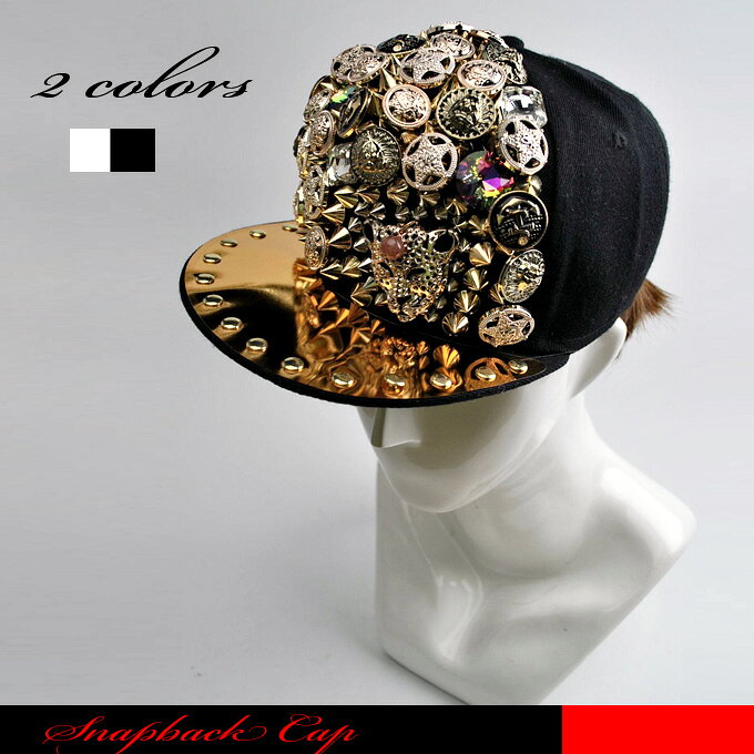 樂天商城 - ファンキーにボタンとカラージュエルでデコされた　迫力のキャップです。☆キャップ/B系キャップ/スナップバック/豪華/デコキャップ/ストリート/クール/ギフト/