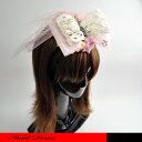 当店オリジナルデザインでティアラ付きウェディンングライトピンクヘアーアクセサリー☆ウェディング/ヘアーアクセサリー/カチューシャ/ティアラ/ホワイト/ライトピン...