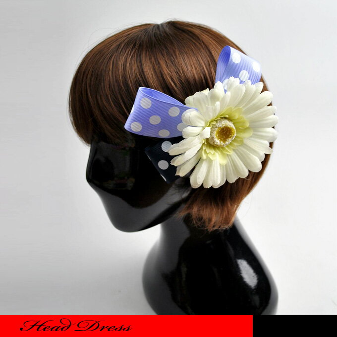 乐天商城 - 当店オリジナルガーベラのヘアーアクセサリーでコサージュにもなります。☆　ヘアーアクセサリー/コサージュ/ガーベラ/水玉/リボン/ローズ/ホワイト