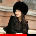【送料無料】豪華なフォックスファーのロシアン帽です。☆フォックス/ファーハット/ロシアン帽/毛皮/ロシア帽/狐/ブラック/黒
