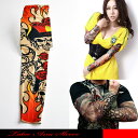 タトゥー柄がプリントされた御洒落なアームカバーです。ロックバンドのようなスカルと薔薇のTATOO　SLEEVE.。【メール便可1】☆タトゥーアームカバー/アームカバー/日焼け止めカバー/タトゥーカバー　/タトゥーシール/タトゥースリーブ/