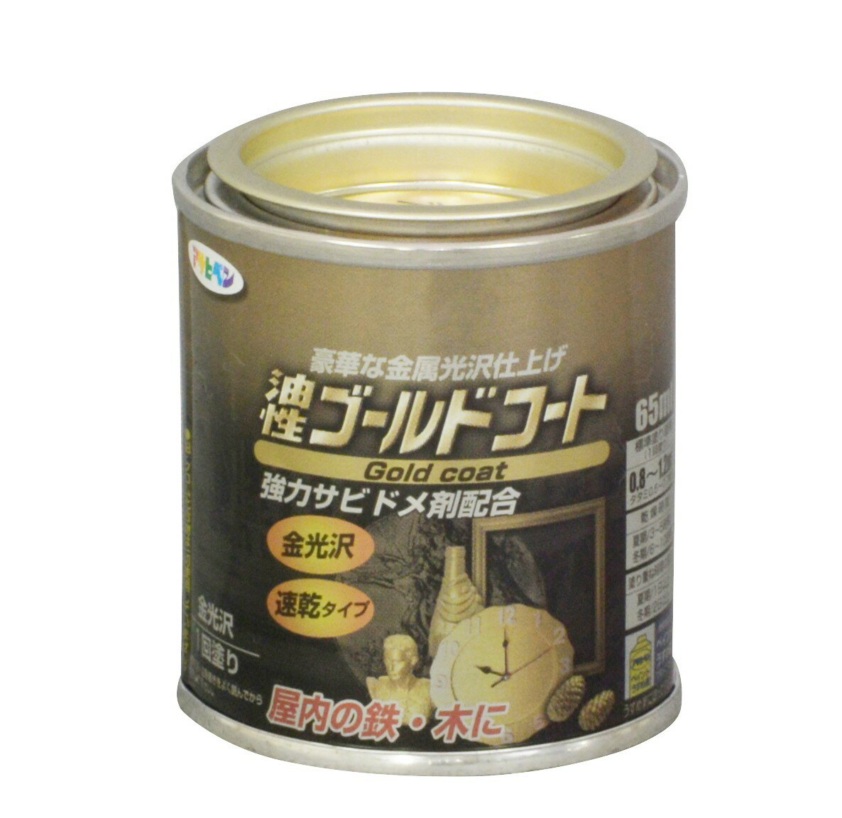 アサヒペン 油性 ゴールドコート [65ml] アサヒペン・合成樹脂エナメル（金）・屋内・鉄製品・木製品・油性塗料