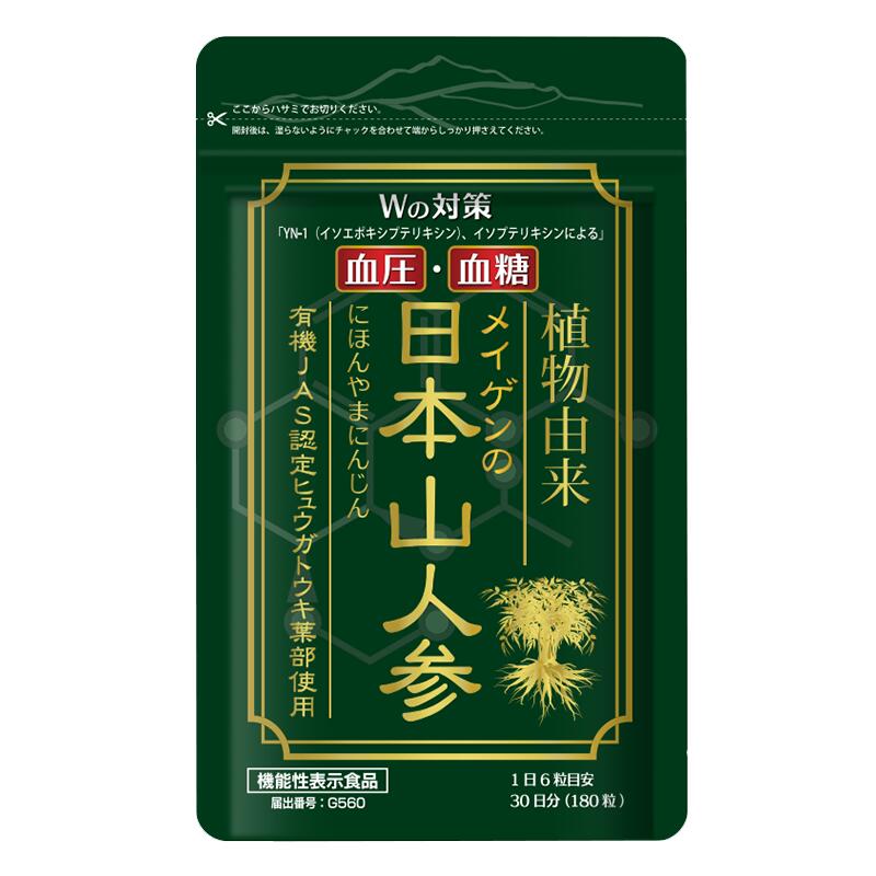 血圧 血糖値 を下げる サプリメント 機能性表示食品 日本山人参 180粒 / 宮崎県栽培 カルシウム マグネシウム マンガン リン 亜鉛 有機JAS ヒュウガトウキ 高血圧 ダイエット