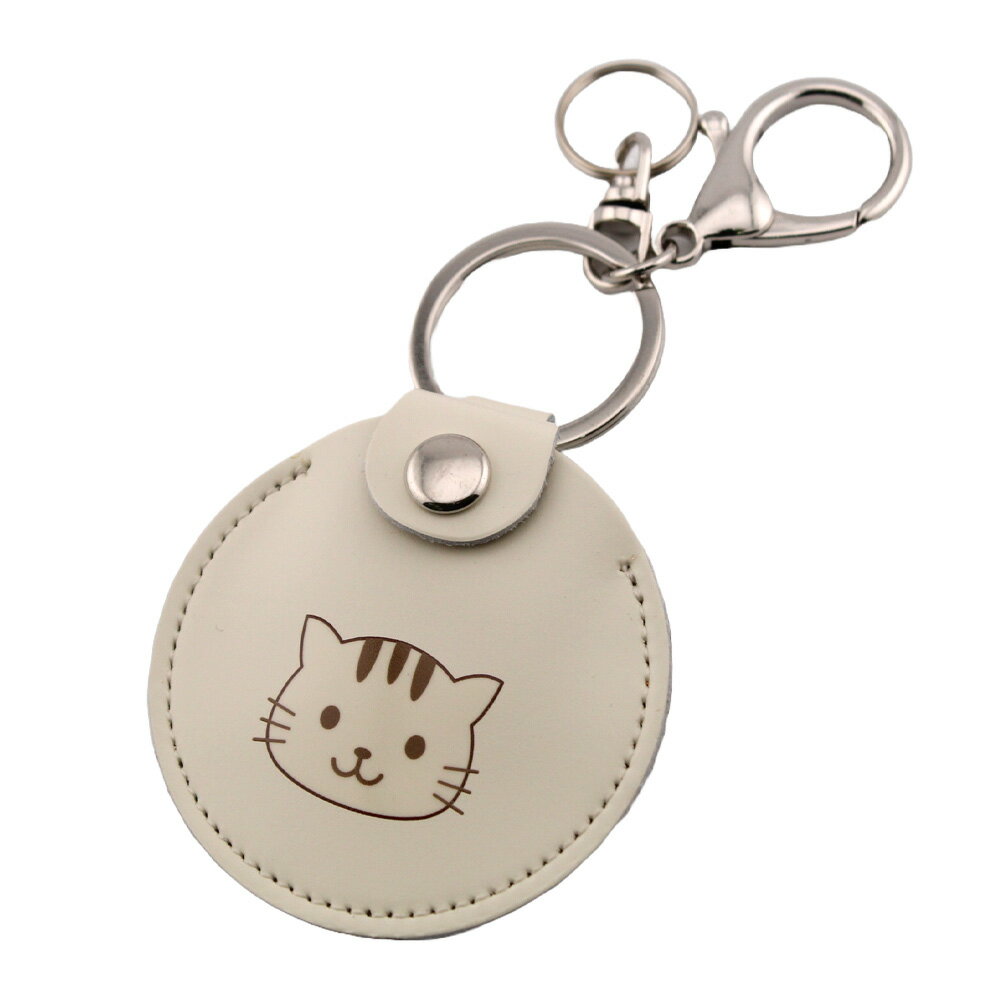 Rakuten - 丸型 ねこフック付 キーホルダー コインケースシールキー コイン型 電子マネー Edy Quicpay ケース日本製 牛革 定形外郵便限定 送料無料
