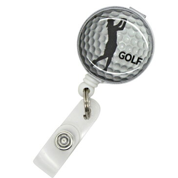 リールストラップ クリップ付き ゴルフボール ゴルフ Golfパスケース 名札 ストラップ 鍵等と一緒に定形外郵便限定 送料無料