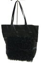 訳あり カルガンラム ファー トリミング ラムレザー ハンドバッグ ブラック 35cm×37cm×10cm 送料無料 レディース ギフト プレゼント