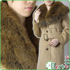 フォックスボリューム襟 アンゴラ混 コートキャメル 送料無料 レディース ギフト プレゼント