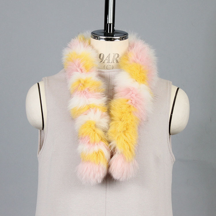 3カラー フォックス ファー マフラー ピンク イエロー ホワイト レディース ギフト プレゼント