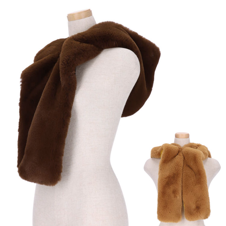 ファー マフラー ティペット レディース フェイクファー フード付 ネックウォーマー エコファー あった..