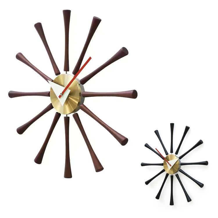 George Nelson Spindle Clock ウォールクロック 掛け時計 ブラウン インテリア 時計 木製 壁掛け時計 おしゃれ シンプル モダン アメリカ レディース メンズ ギフト プレゼント 送料無料 ウォルナット ブラック herbette-10137839 エルベート ブルーレーベル サンプル画像2