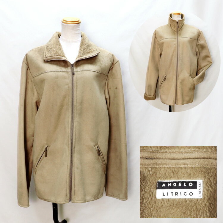 フェイクファー ジャケット ブラウン エコファー スエードタッチ もこもこ Mサイズ ベージュ レディース ギフト プレゼント