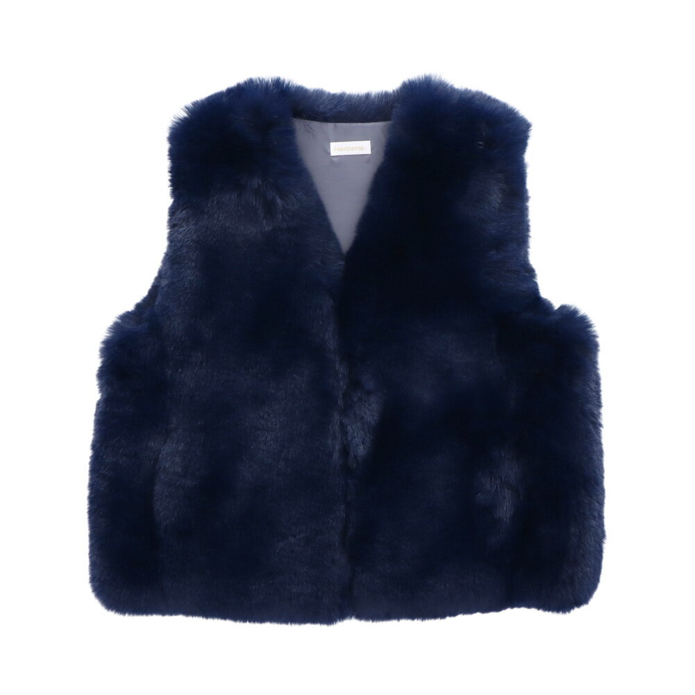 楽天市場】フェイクファー ベスト（カラーネイビー）（トップス