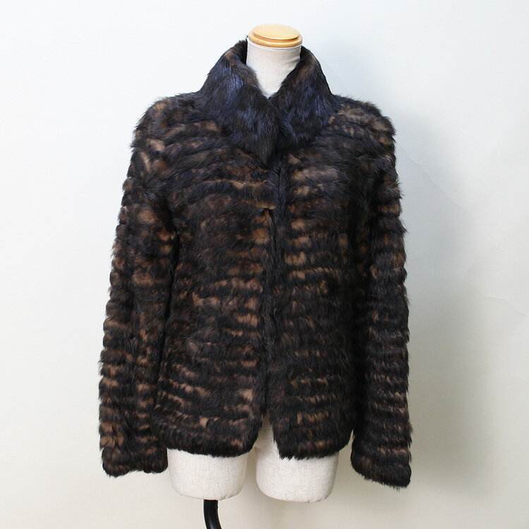 樂天商城 - ラビット ファー アクリルニット ジャケット ブラウンブラック 送料無料 レディース ギフト プレゼント