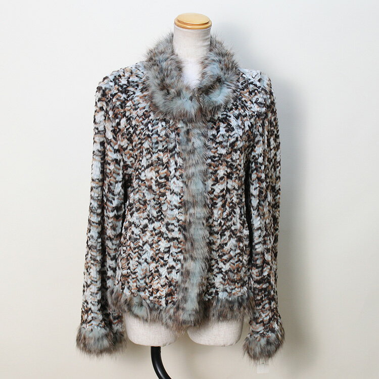 全2色 フォックス トリミング シェアード ラビット ファー ジャケット マルチカラー 送料無料 レディース ギフト プレゼント