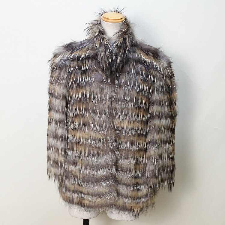 ラクーン ・ シルバーフォックス ファー ジャケット 送料無料 レディース ギフト プレゼント