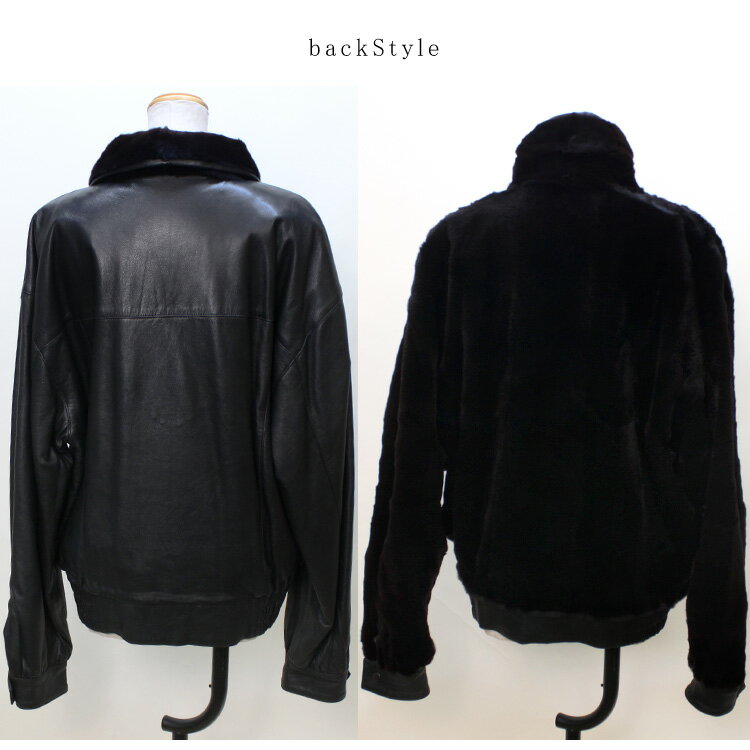 ラム レザー ・ ウィーゼル ファー ジャケット メンズ リバーシブル ブラック 送料無料 ギフト プレゼント