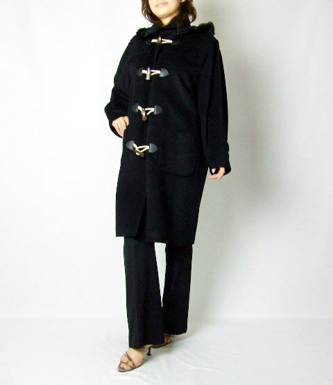 アンゴラ・カシミヤ混コートブラック...