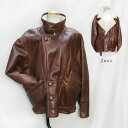 本革 ラム レザー ・ ファー ライダース ジャケット Wフェイス ナッパ加工 2way ビッグシルエット オーバーサイズ ブラウン 送料無料 メンズ レディー...