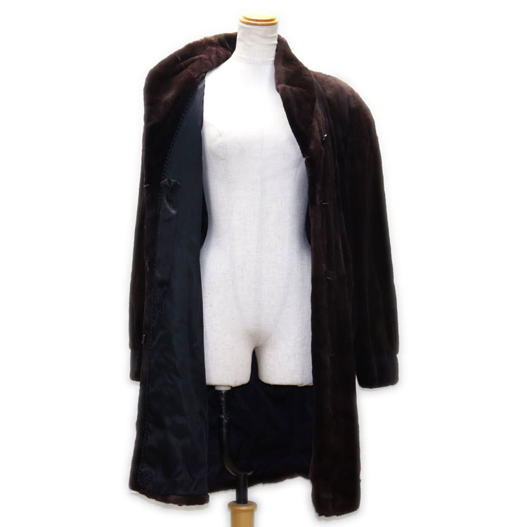 シェアード ミンク ファー コート ダークブラウン 送料無料 レディース ギフト プレゼント