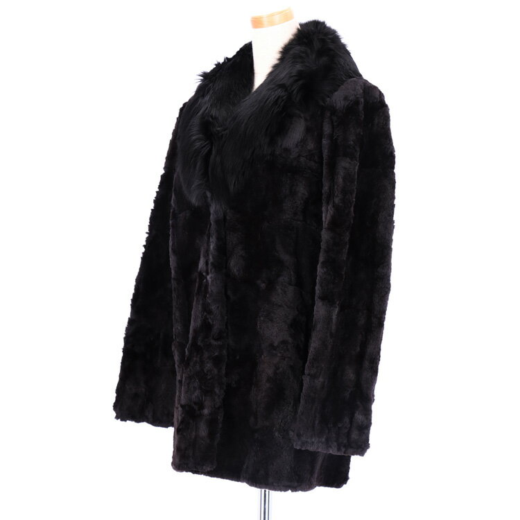 ファーコート モール モグラ フォックス襟 ブラック 送料無料 レディース ギフト プレゼント