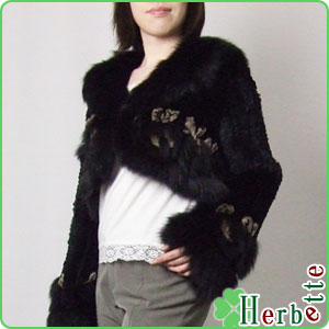 ラビット＆フォックス ショート丈ジャケット レッキス模様入り【ブラック】 送料無料 レディース ギフト プレゼント