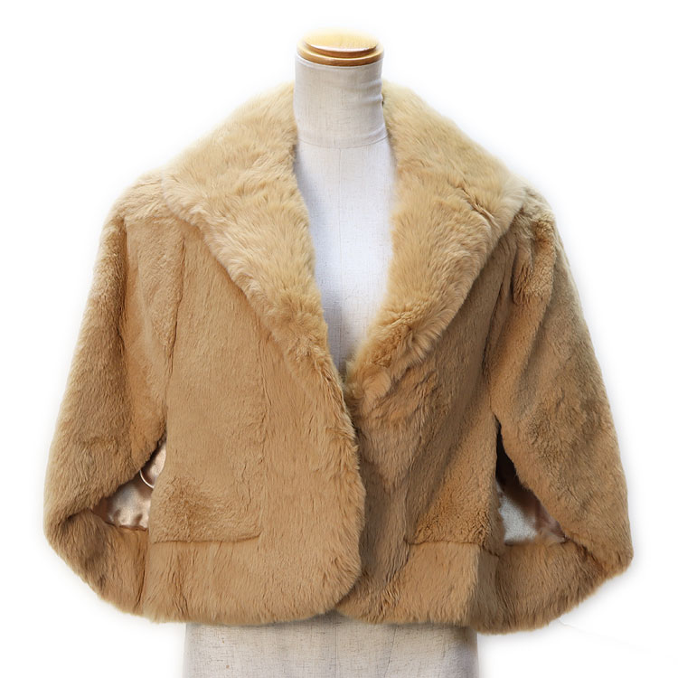樂天商城 - ラビット ファー ケープ キャメル レディース プレゼント ギフト