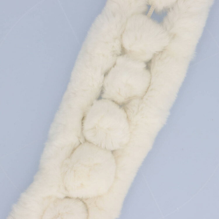 レッキス ラビット ファー マフラー ネックウォーマー ぼんぼり オフホワイト リング レディース ギフト プレゼント