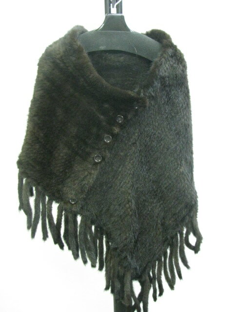 ミンク 編み込み ファー ポンチョ ブラウン 送料無料 レディース ギフト プレゼント