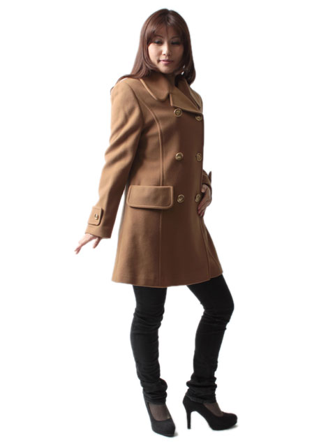 カシミヤ混ダブルショートコート送料...