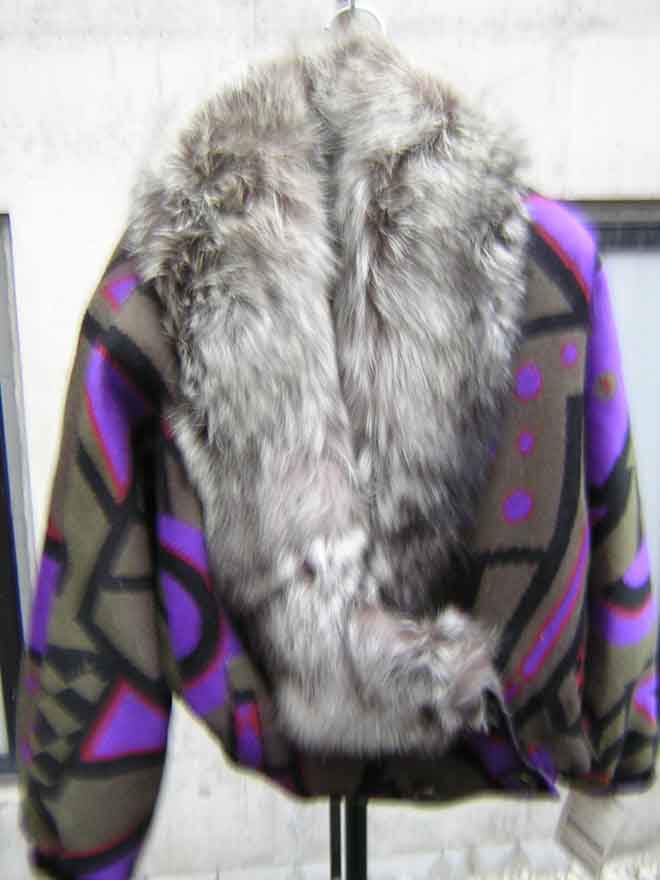 シルバーフォックス ファー 襟 ニット ジャケット パープル 送料無料 レディース ギフト プレゼント