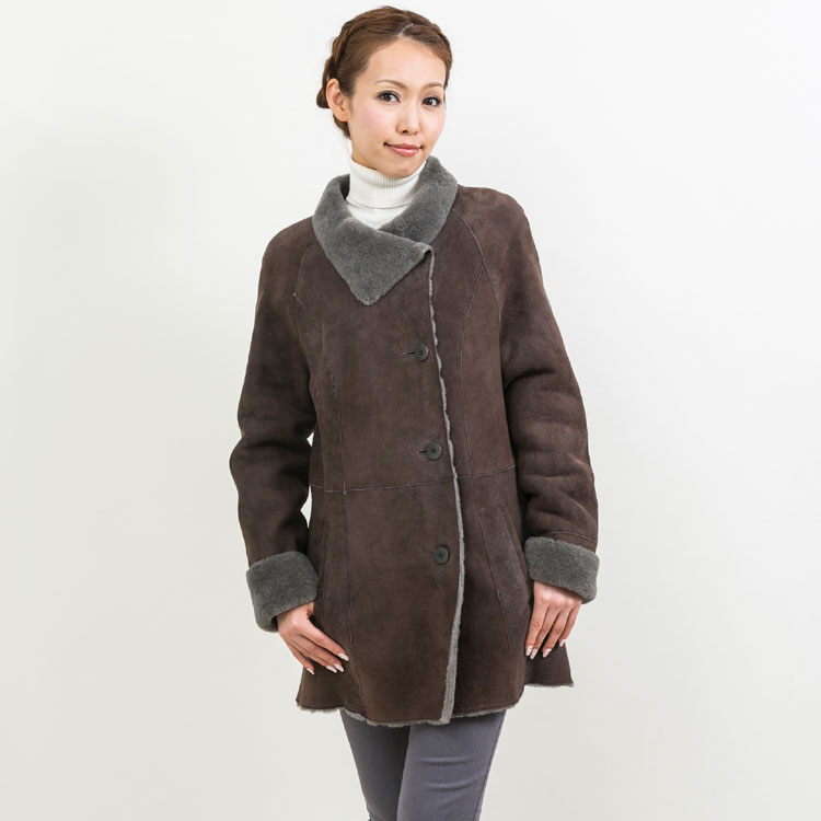 樂天商城 - トスカーナラム Wフェイス ファー ジャケット ブラウン 送料無料 レディース ギフト プレゼント